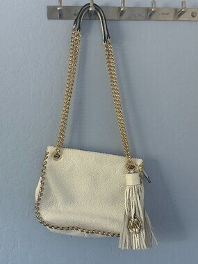 NWOT MICHAEL KORS Whipped Chelsea Large Top Zip Chain Tote Leather Shoulder Bag